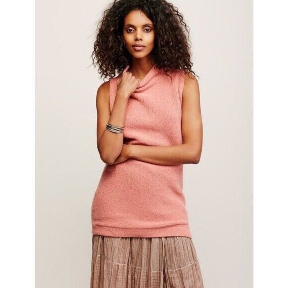 Free People Textured Ribbed Knit Cotton Blend Isla Ottoman Tunic Size Medium